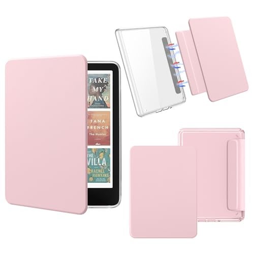 Vane Oak Magnetic Detachable Case for All-New 7" Kindle Paperwhite 12th Gen 2024 and Kindle Colorsoft Signature Edition, Light PU Leather Cover Case with Auto Wake/Sleep, Pink - Image 1