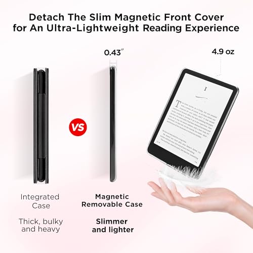 Vane Oak Magnetic Detachable Case for All-New 7" Kindle Paperwhite 12th Gen 2024 and Kindle Colorsoft Signature Edition, Light PU Leather Cover Case with Auto Wake/Sleep, Pink - Image 4