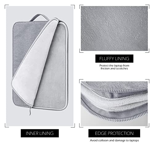 MicaYoung 15 Inch Laptop Sleeve Case Carrying Bag Compatible with MacBook Air 15 inch M4 M3 M2/Pro 15 A1707 A1990, Waterproof Chromebook Cover Computer Zipper Pouch with Handle Pocket, Gray - Image 2