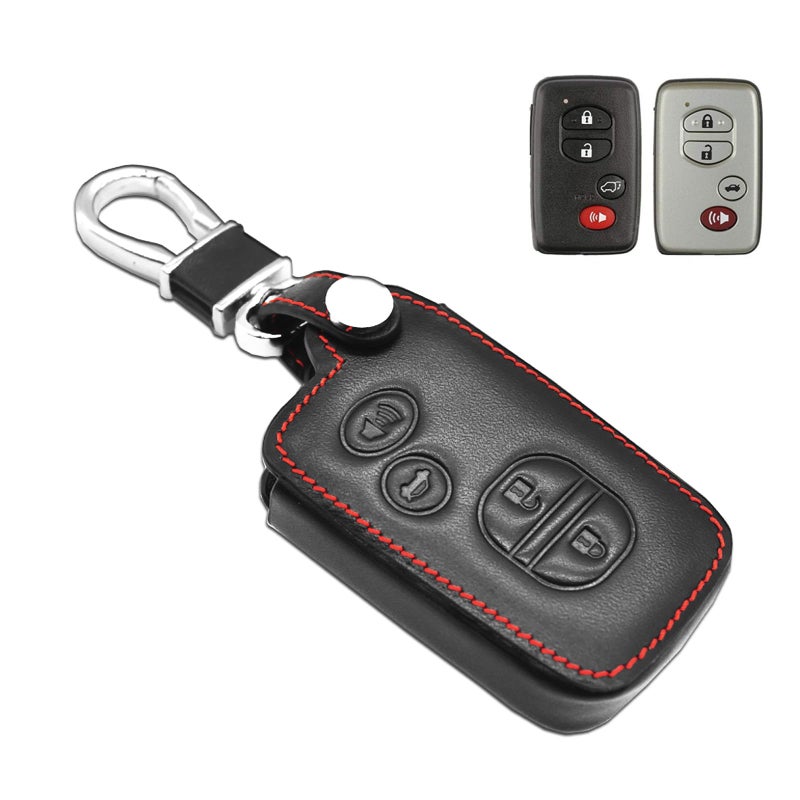 MECHCOS Compatible with Toyota 86 Avalon Camry Corolla Highlander Prius Venza RAV4 Sequoia Prius Plugin Key Fob Cover Case Leather Protector Shell Key Chain Holder