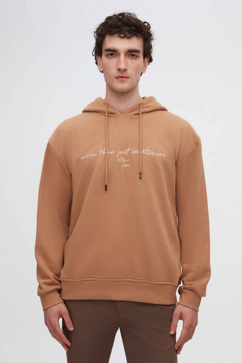 twn Relaxed Fit Tobacco Embroidered 3 Thread Hooded Sweatshirt  - Image 1