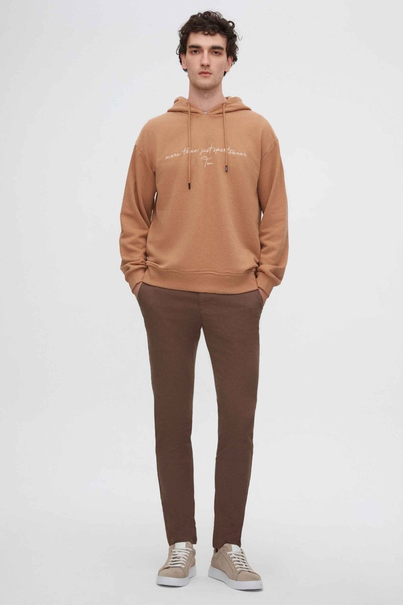 twn Relaxed Fit Tobacco Embroidered 3 Thread Hooded Sweatshirt  - Image 4