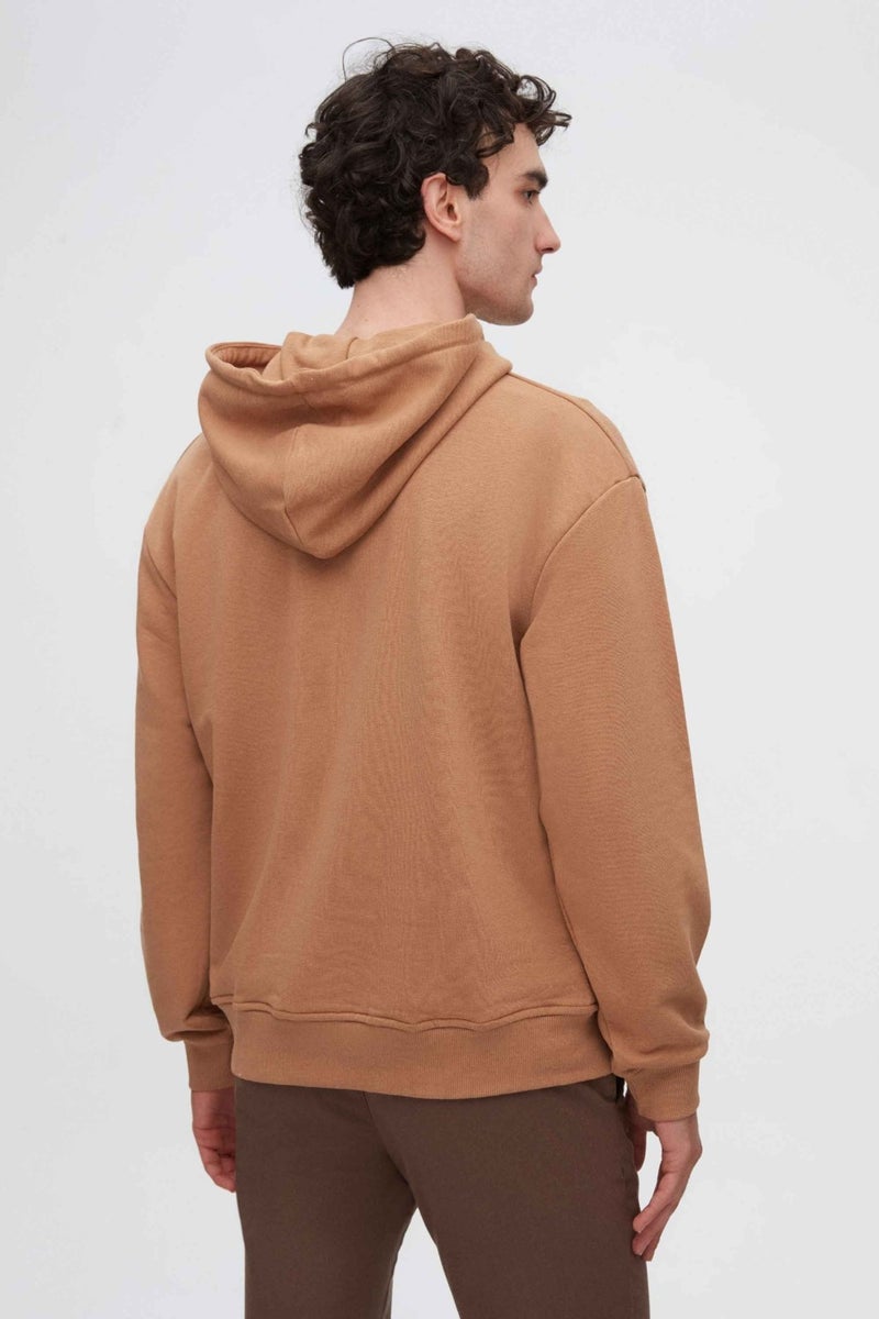 twn Relaxed Fit Tobacco Embroidered 3 Thread Hooded Sweatshirt  - Image 3