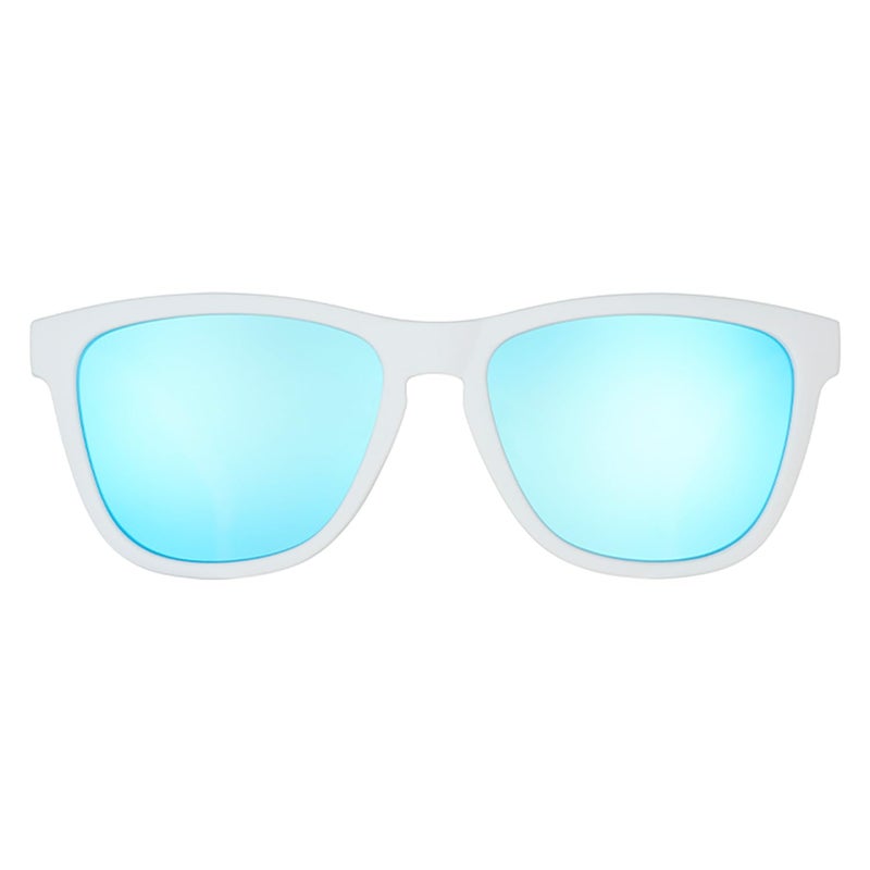 goodr Iced By Yetis Polarized Sunglasses, Medium Sized (OG), White Solid Frame with Blue Mirrored Reflective Lens, UV400 Protection, No Slip, No Bounce - Image 2