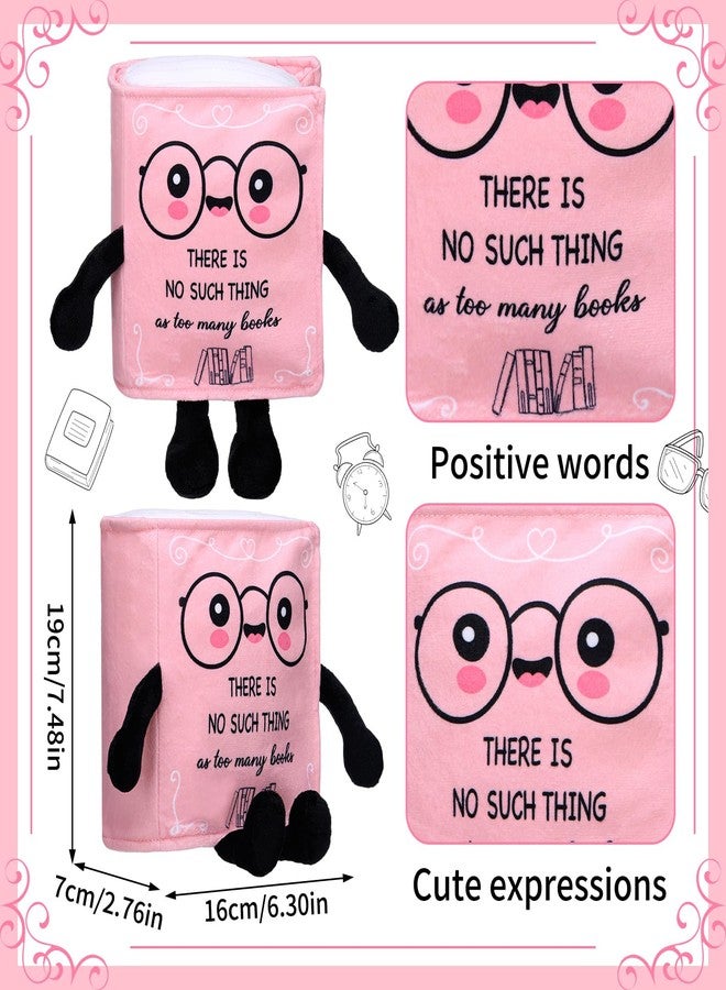 Vertintong Book Plushies Book Lover Gifts Cute Stuffed Plush for Women Bookish Bookworm Reader Teacher Librarian Gifts for Library Office Bedroom Bookshelf(Pink,No Such Thing) - Image 2