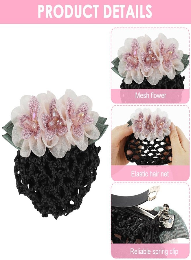 ماي كرييت شبكة شعر MAYCREATE® للنساء والفتيات، هدية مثالية، إكسسوارات كعكة شعر مزينة بالزهور، شبكة شعر ربيعية للراقصات والممرضات، مناسبة للعمل أو الاستخدام اليومي - Image 3