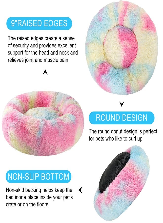 Kimpets Dog Calming Beds for Small Medium Large Dogs - Round Donut Washable Puppy Dog Bed, Anti-Slip Faux Fur Fluffy Donut Cuddle Anxiety Cat Pet Bed(20'' Color) - Image 4