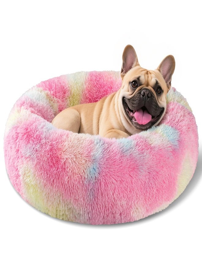 Kimpets Dog Calming Beds for Small Medium Large Dogs - Round Donut Washable Puppy Dog Bed, Anti-Slip Faux Fur Fluffy Donut Cuddle Anxiety Cat Pet Bed(20'' Color) - Image 1