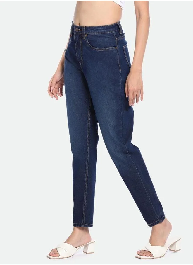 دينيس لينغو Blue Mid Wash Mom Fit Jeans