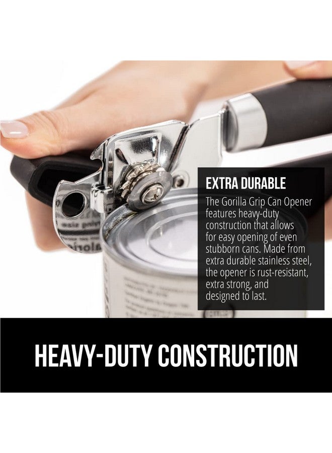 Gorilla Grip The Original GORILLA GRIP Heavy Duty Stainless Steel Smooth Edge Manual Can Opener and Bottle Openers, Soft Ergonomic Handle, Oversized Handheld Easy Turn Knob, Multifunctional Kitchen Tool, Black - Image 4