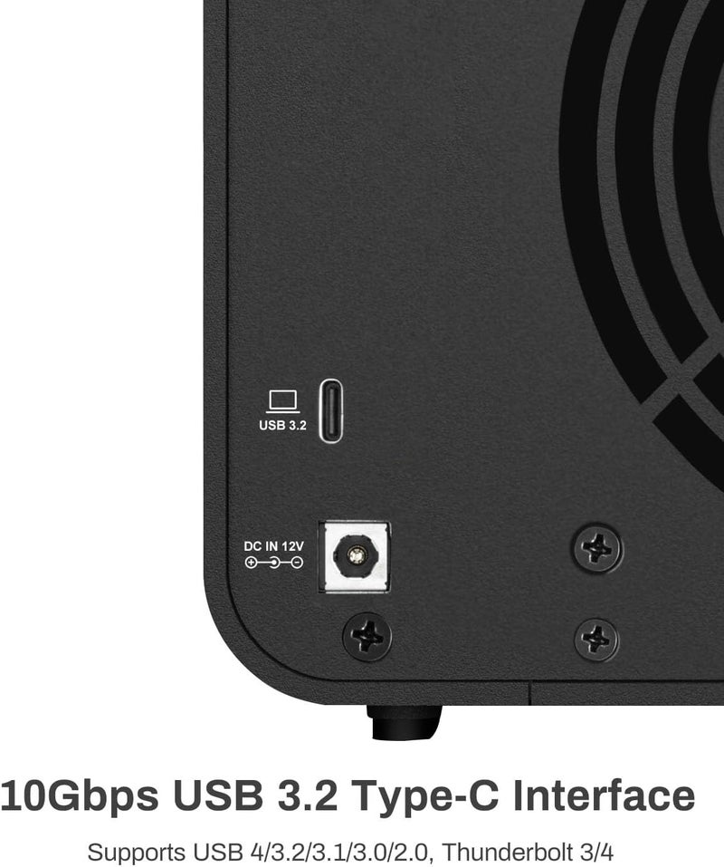 تيراماستر غلاف القرص الصلب الخارجي من TERRAMASTER D4-320 – 4 فتحات، USB 3.2 Gen2 10Gbps Type-C، تخزين USB قابل للتبديل السريع والتوصيل والتشغيل (بدون أقراص) - Image 3