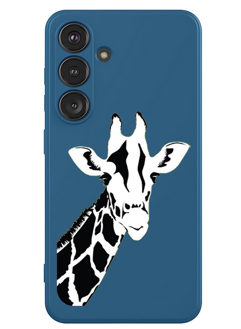 Theodor Protective Slim Fit Case Liquid Silicone Cover with Full Body Protection Anti-Scratch Shockproof Case For Samsung Galaxy S25 (Blue) - Giraffe - Image 1
