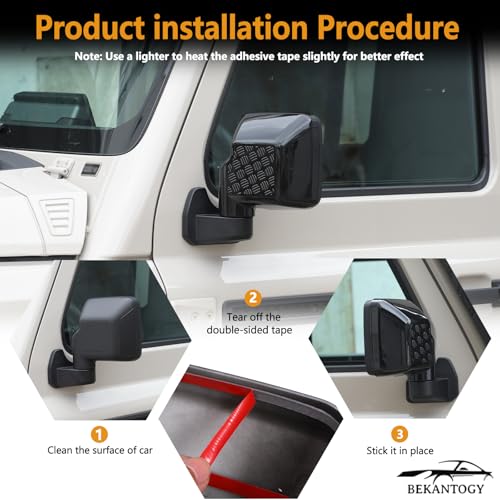 Bekantogy 2PCS Rearview Mirrors Cover Compatible with INEOS Grenadier 2022-2025 ABS Door Rear View Mirror Cover Side View Mirror Caps Protective Trim Cover Fits (Glossy Black) - Image 3