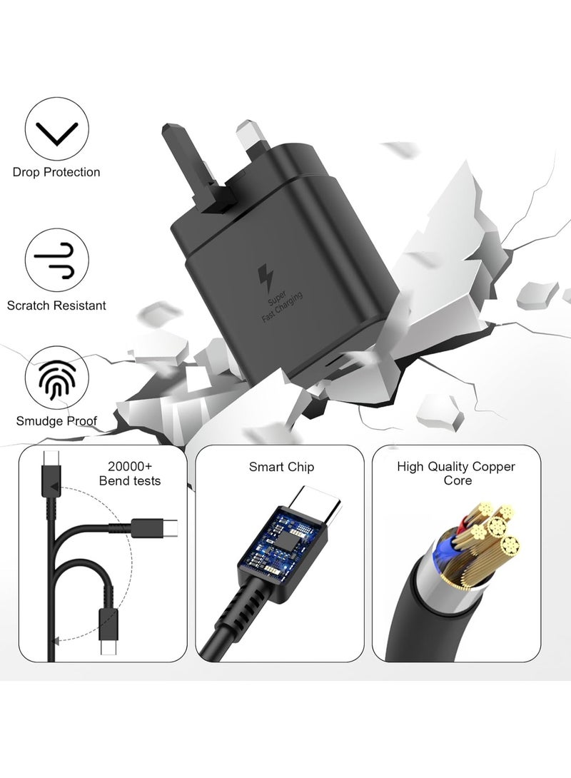 45W USB-C Fast Charger with 1.5M Type-C Cable | Super Fast Wall Adapter | PD Power Delivery Charging | UK Plug | Compatible with Smartphones, Tablets & Devices | Black 45W USB-C fast charger  power delivery wall adapter fast charging plug  mobile charger 45W  USB-C wall adapter  charger with type c cable  UK plug charger  1.5m fast charging cable  PD quick charger  universal phone charger  - Image 2