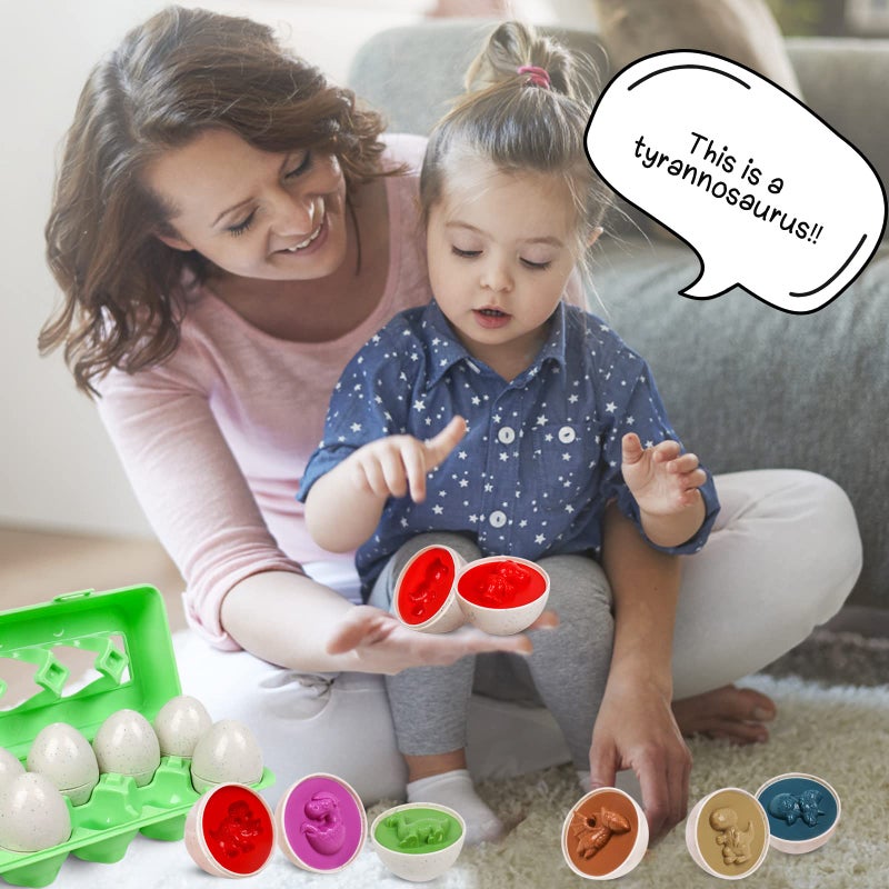 NAODONGLI Dinosaurs Eggs,Egg Toys for Toddlers,Montessori Geometric Egg Puzzle Toy Early Educational Learning Color Sorting & Shape Matching Fine Motor Games Birthday Gifts for Boys Girls - Image 4