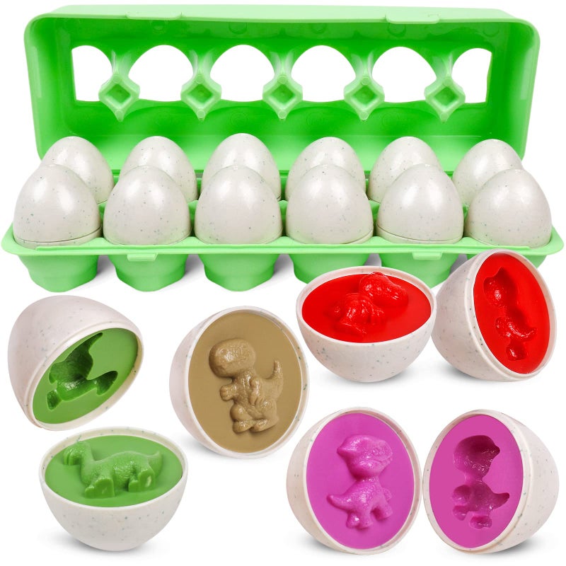NAODONGLI Dinosaurs Eggs,Egg Toys for Toddlers,Montessori Geometric Egg Puzzle Toy Early Educational Learning Color Sorting & Shape Matching Fine Motor Games Birthday Gifts for Boys Girls - Image 1