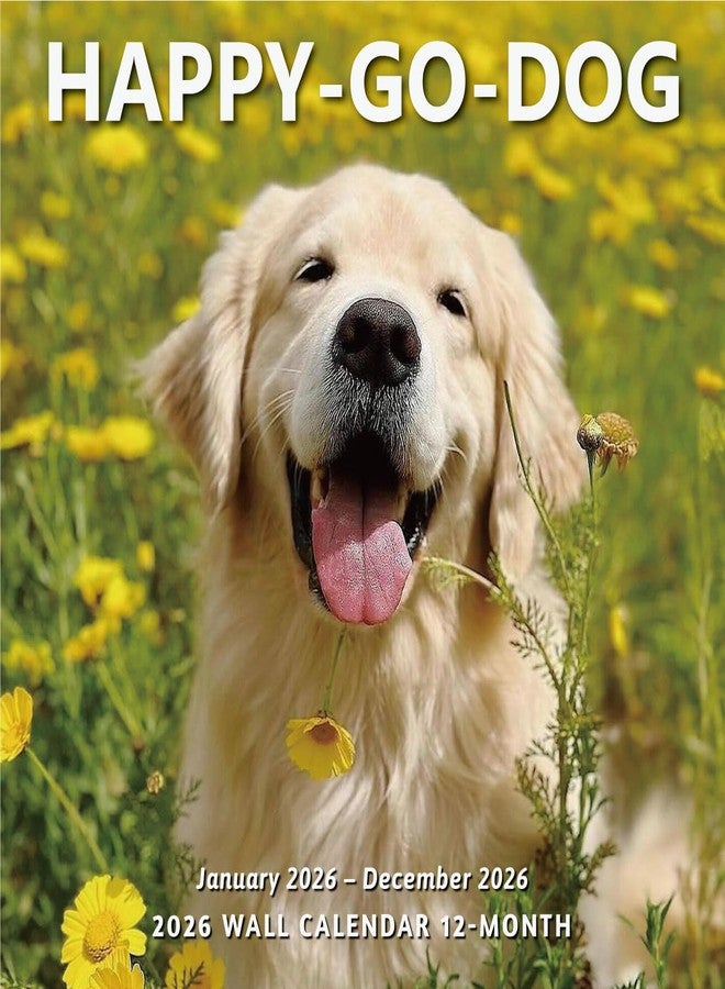 ZDSPIDE 2026 Wall Calendar 12 Month, Happy Dog Large Wall Calendar 2026 from January to December 2026, Thick & Sturdy Glossy Paper for Home & Office Monthly Organization & Gift, 12"x24" Open