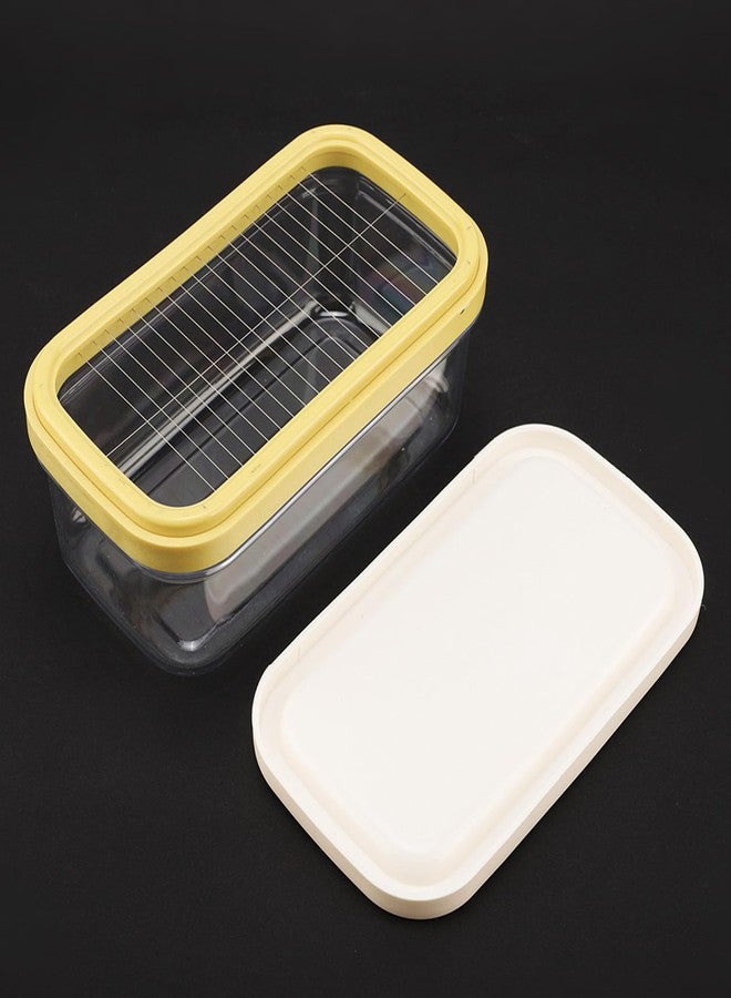Luatoxry Butter Cutter and Storage Case, Airtight Butter Dish that Cuts into Slices, Transparent Butter Storage Box with Lid and Cutting Net for Cheese Cutting, 6.7x3.9x2.8in - Image 2