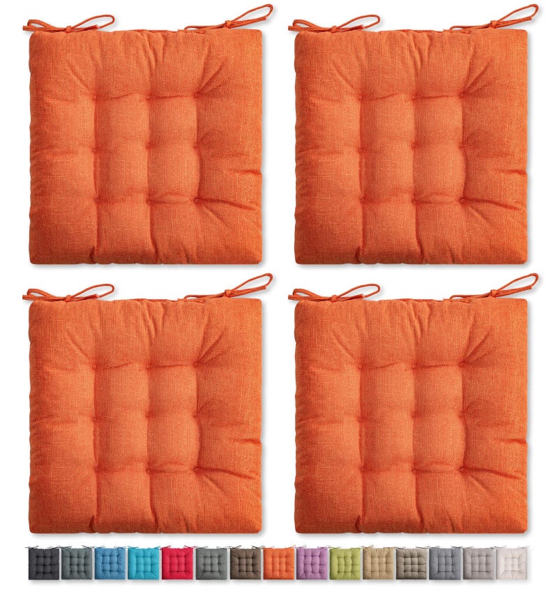 SQUARE MOON 4 Pack Chair Cushions, Seat Cushions, Chair Pads, Chair Mat for Indoor, Outdoor Dining Chair, Kitchen Chairs, Dining Room Chairs (16" × 16" × 4 Pack, Orange) - Image 1