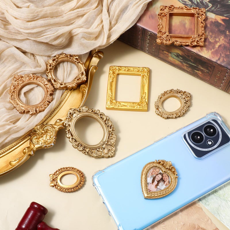 Ajcotahm 8 Pcs Mini Vintage Frames, Mini Gold Picture Frames Small Antique Photo Frame Ornaments for DIY Jewelry Display Christmas Wedding Holiday Party Home Hotel Decor - Image 5