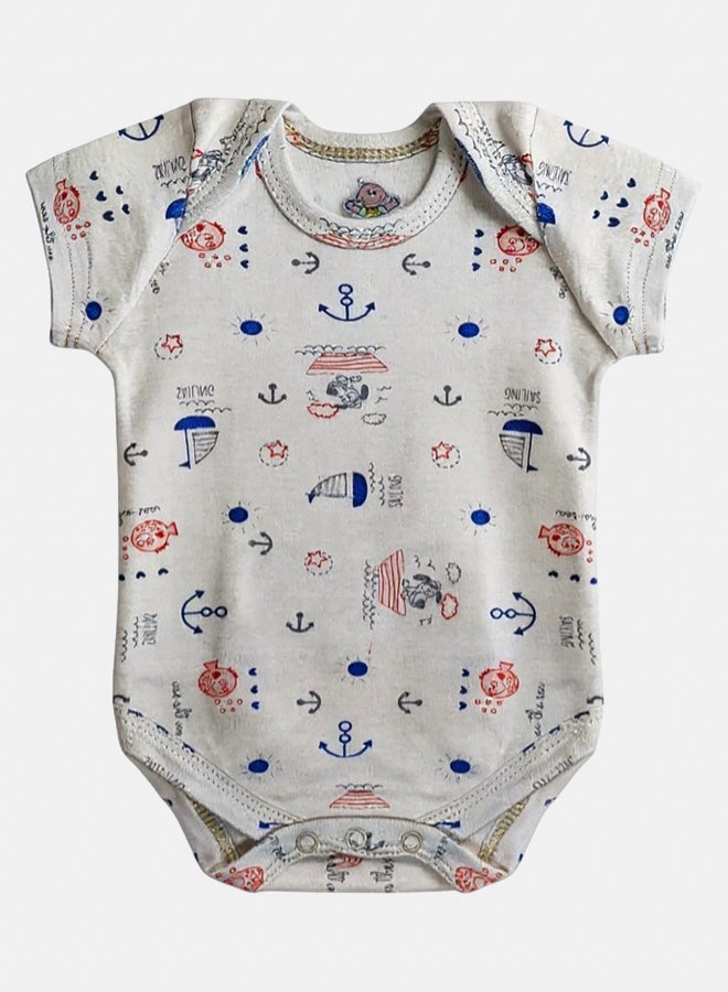 BabyShoora Baby Unisex Printed Short Sleeves Cotton Bodysuit (Pack Of 2) - Image 2