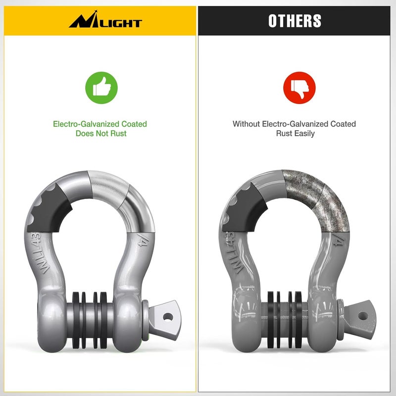 Nilight 2 Pack 3/4" D-Ring Shackle with 7/8" Screw Pin 41,887lbs Break Strength, Heavy Duty Off Road Recovery Shackle with Isolators Washers for Use with Tow Strap, Winch, Off-Road Jeep Truck Vehicle - Image 5