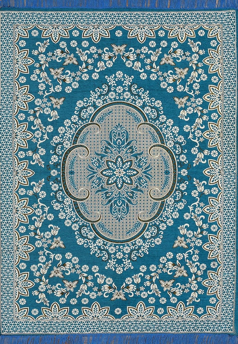 PEPONI Heavy Fabric Velvet Touch Bedroom, Hall, Living Room, Drowing Room, Yoga Hall Designer Velvet Rectangle Carpet |60" Inch X 84" Inch | 5 Feet X 7 Feet I 150 Cm X 210 Cm (Sky Blue, 5/7 Ft) - Image 2