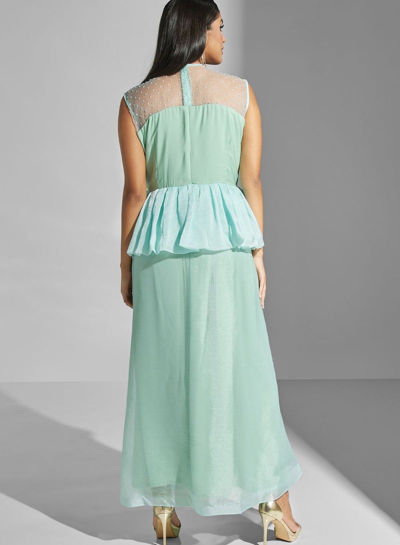 hayas closet Aqua Peplum Maxi Dress  - Image 2