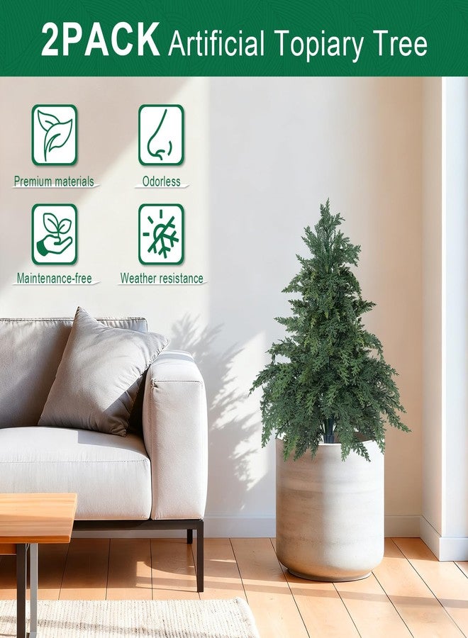 Evernature أشجار أرز صناعية من إيفرناتشر مع دعامة أرضية، عبوة من شجيرات صنوبر صناعية، نباتات أشجار سرو دائمة الخضرة صناعية مقاومة للأشعة فوق البنفسجية للزراعة الداخلية والخارجية والشرفة الأمامية - Image 3