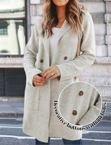 CiCiBird Women Fall Winter Long Cardigan Sweater Trendy Knit Jacket Coat Dressy Blazer Coatigan Apricot M - Image 3