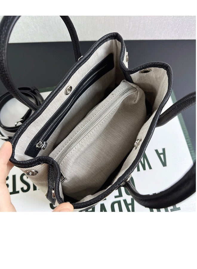 Premium Canvas Patchwork Leather Handbag for Women, Mini Shoulder Crossbody Bag, Elegant Daily Purse, Gift for Wife Girlfriend - Image 4