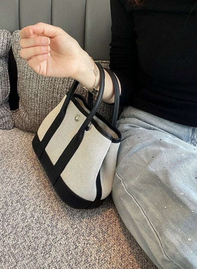 Premium Canvas Patchwork Leather Handbag for Women, Mini Shoulder Crossbody Bag, Elegant Daily Purse, Gift for Wife Girlfriend - Image 5