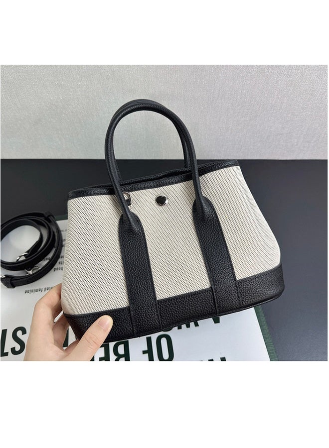 Premium Canvas Patchwork Leather Handbag for Women, Mini Shoulder Crossbody Bag, Elegant Daily Purse, Gift for Wife Girlfriend - Image 2