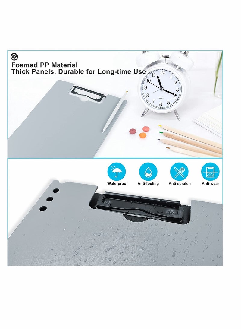 SYOSI Classic Clipboards Plastic Clip Board A4 Folding Document Folder For Office Nursing Teacher Student Stationery Test, A4 Size 9 x 12.5 Inch With Low Profile Metal Clip, Gray  - Image 2