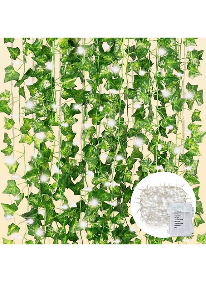 Generic Cqure 12 Pack 84 Ft Artificial Ivy Garland Fake Ivy Garland Vines Green Leaves Hanging Vine Fake Plants With 100 Leds Outdoor String Lights 
