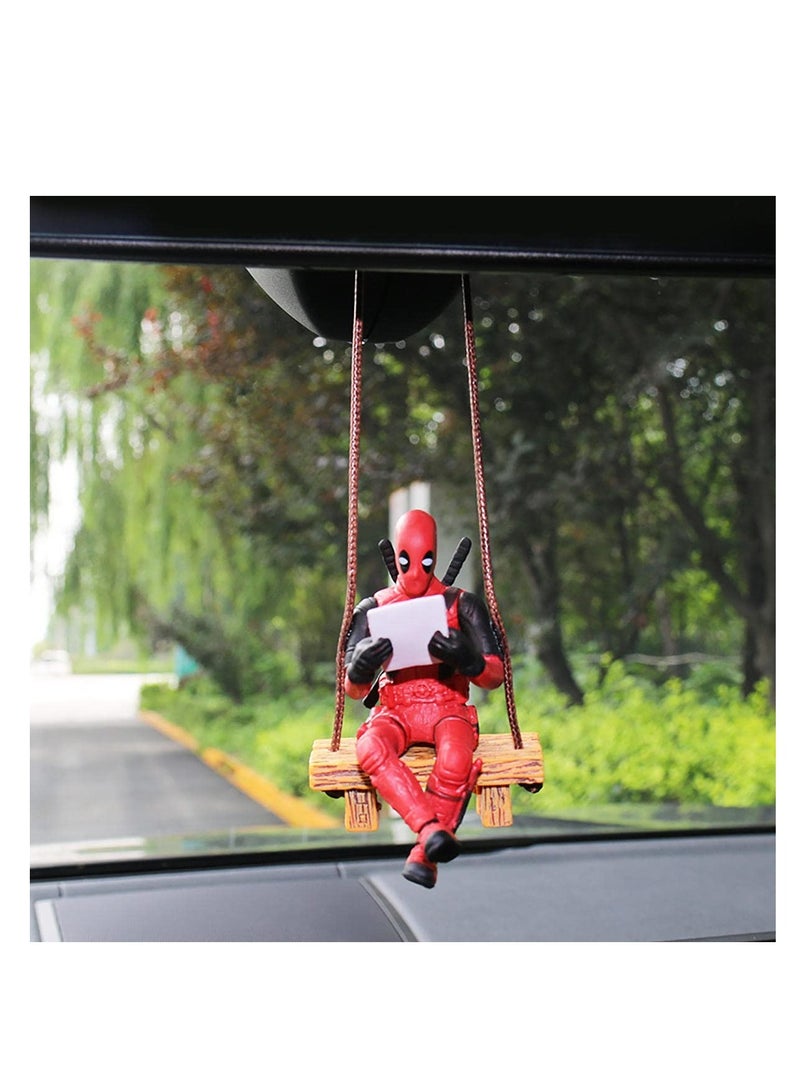 SYOSI Funny Anime Car mirror hanging accessories Car Pendant Reading Deadpool Ornaments Auto Rearview Mirror Decoration Car Accessories Christmas Gifts Car Interior Decor - Image 3