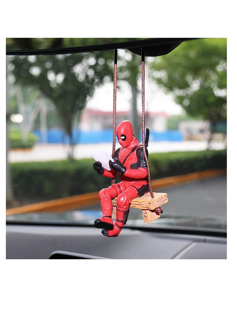 SYOSI Funny Anime Car mirror hanging accessories Car Pendant Reading Deadpool Ornaments Auto Rearview Mirror Decoration Car Accessories Christmas Gifts Car Interior Decor - Image 2