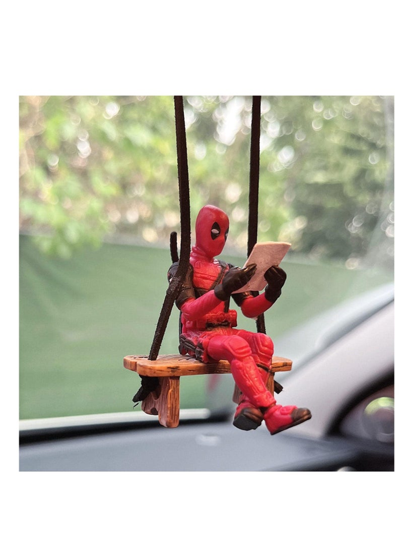 SYOSI Funny Anime Car mirror hanging accessories Car Pendant Reading Deadpool Ornaments Auto Rearview Mirror Decoration Car Accessories Christmas Gifts Car Interior Decor - Image 4