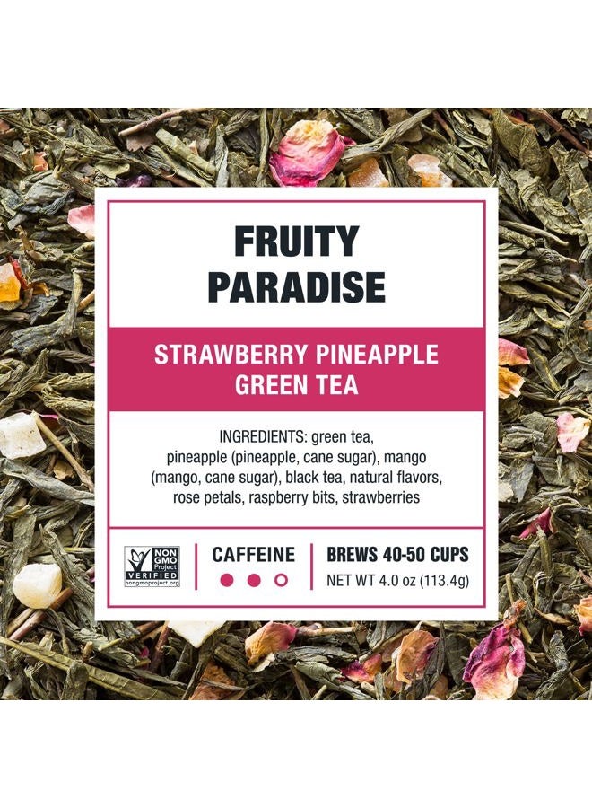 Tiesta Tea Fruity Paradise, Loose Leaf Strawberry Pineapple Green Tea, Medium Caffeine, Hot & Iced Tea, 4 oz Tin - 50 Cups, Green Tea Loose Leaf - Image 3