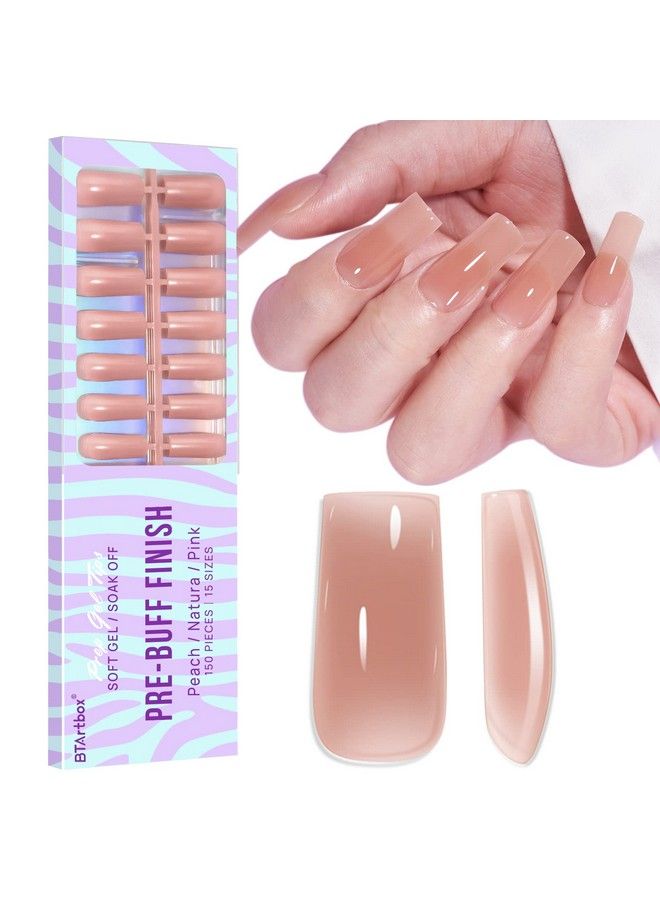 BTArtbox أطراف أظافر جل ناعمة من Btartbox، أظافر صناعية متوسطة الحجم، 150 قطعة، أطراف Xcoat 2 في 1 مع غطاء أساس للأظافر، أطراف أظافر X مربعة من الجل من Onestep، أظافر صناعية 15 مقاسًا لتمديد الأظافر - Image 2
