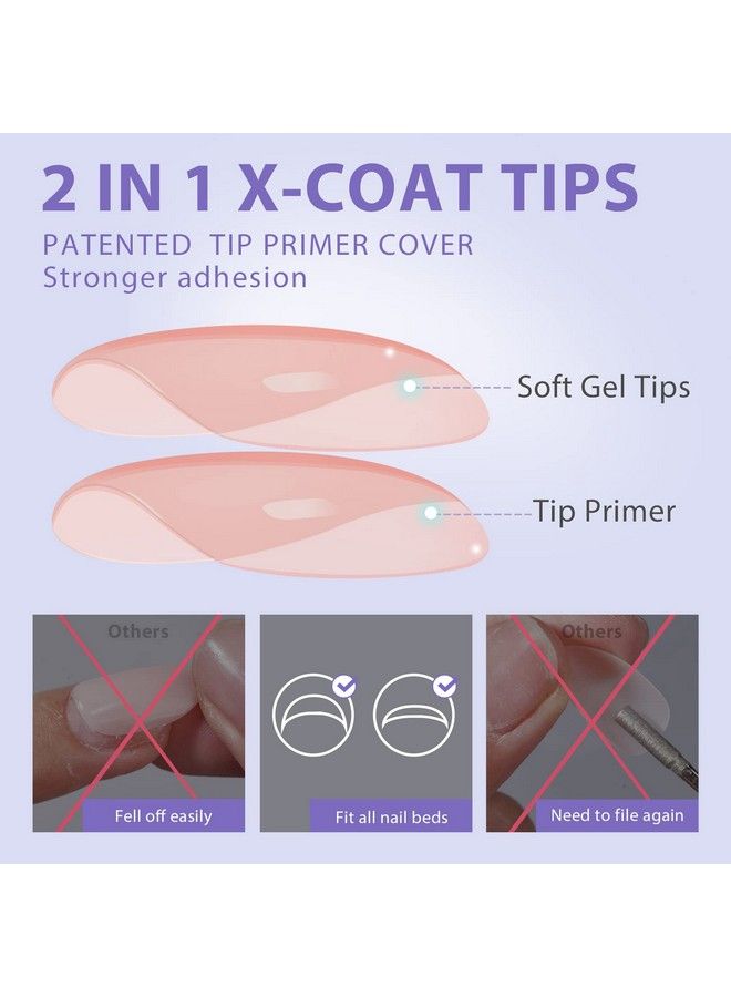 BTArtbox أطراف أظافر جل ناعمة من Btartbox، أظافر صناعية متوسطة الحجم، 150 قطعة، أطراف Xcoat 2 في 1 مع غطاء أساس للأظافر، أطراف أظافر X مربعة من الجل من Onestep، أظافر صناعية 15 مقاسًا لتمديد الأظافر - Image 3