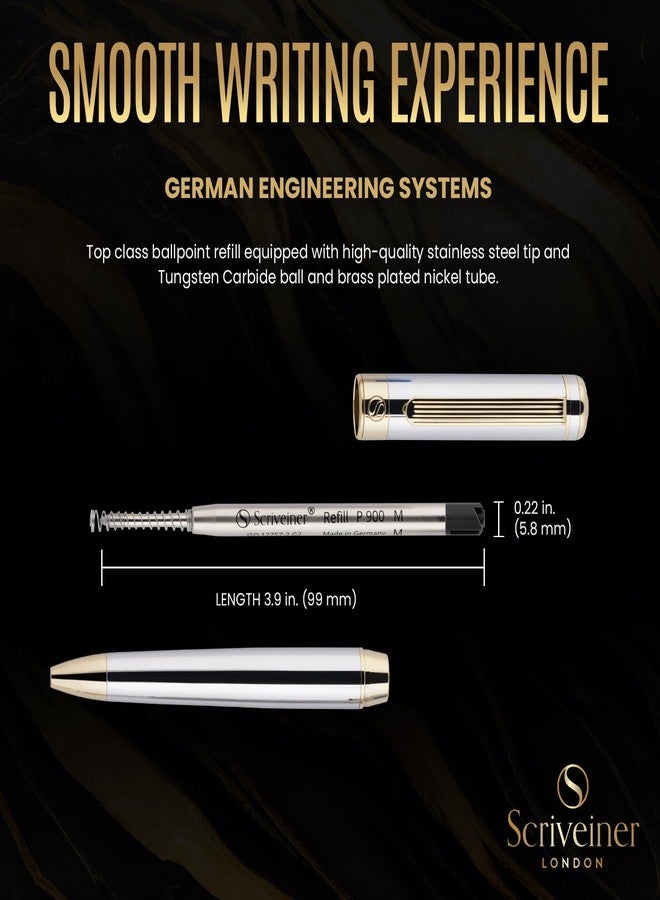 Scriveiner Ballpoint Refill Black Medium - 4 Ballpoint Refills Designed Pens - Stainless Steel Tip with Tungsten-Carbide Ball Refill M - Made in Germany - Image 5