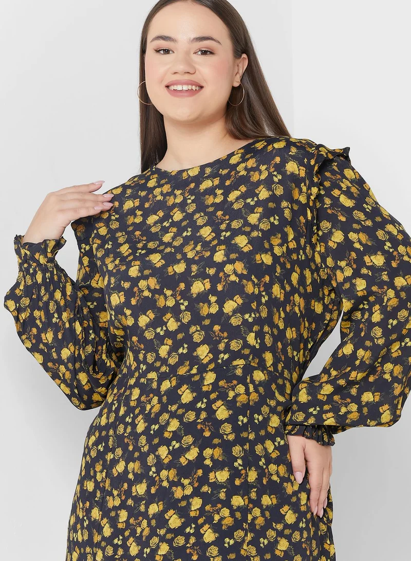 Tommy Hilfiger Plus Printed Puff Sleeve Dress
