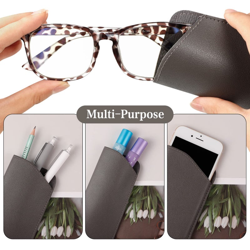 CREPUSCOLO CREPUSCOLO 6 Pack Soft Glasses Cases, Leather Eyeglass Cases Glasses Pouch Travel Glasses Case for Women Men Kids  - Image 4