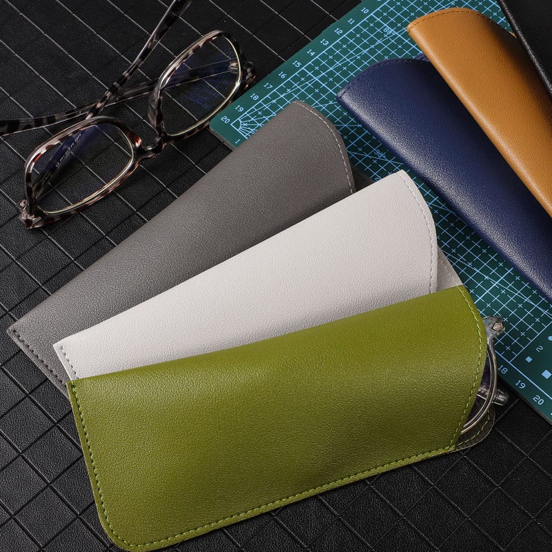CREPUSCOLO CREPUSCOLO 6 Pack Soft Glasses Cases, Leather Eyeglass Cases Glasses Pouch Travel Glasses Case for Women Men Kids  - Image 2