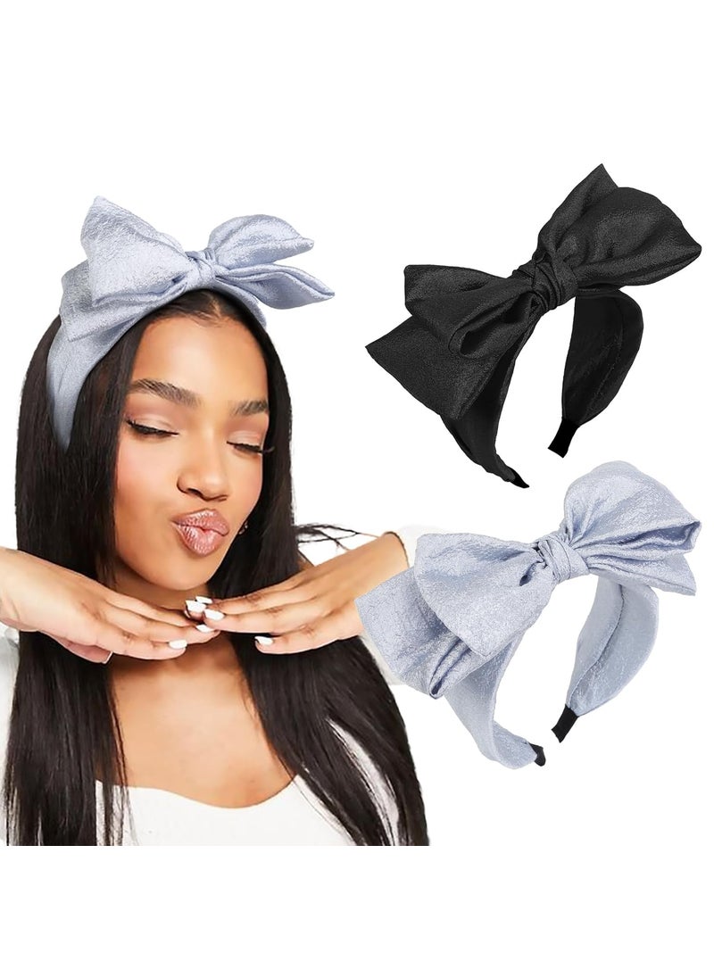 Tobeffect - Tobeffect Bow Headbands For Women 2 Packs Knotted Headband NonSlip Hairband Elastic Head Band Cute Bow Knot Hairbands Wide Head Bands for Women and Girls - Image 1