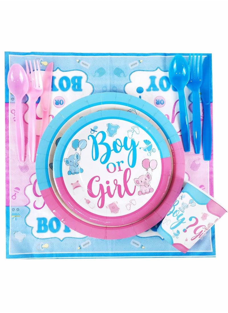 Captaintech Baby Gender Reveal Celebration Essentials, Party Kit, Disposable Tableware Set  - Image 5
