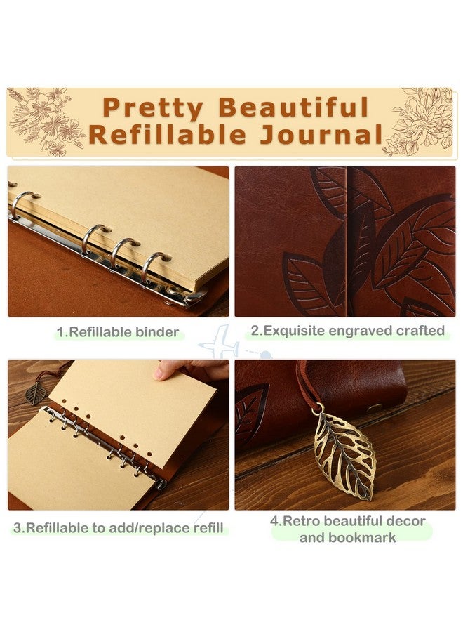 Chinco 5 Pcs Journal Notebook Travel Refillable Leather Journal Diary Leather Writing Journal Notebook Travel Notebook for Men Women Christmas Gifts with Blank Pages and Retro Pendants, 7 x 5 In - Image 3