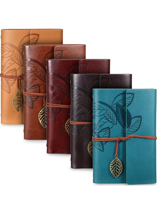 Chinco 5 Pcs Journal Notebook Travel Refillable Leather Journal Diary Leather Writing Journal Notebook Travel Notebook for Men Women Christmas Gifts with Blank Pages and Retro Pendants, 7 x 5 In - Image 1