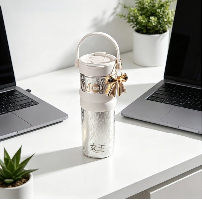 Queen 710ml Large Capacity 316 Stainless Steel Insulated Tumbler | 2-Way Drinking (Straw + Direct Sip) | Luxury Pink Gift Box | Reusable Water Bottle for Women, Keep Hot Cold - Image 3